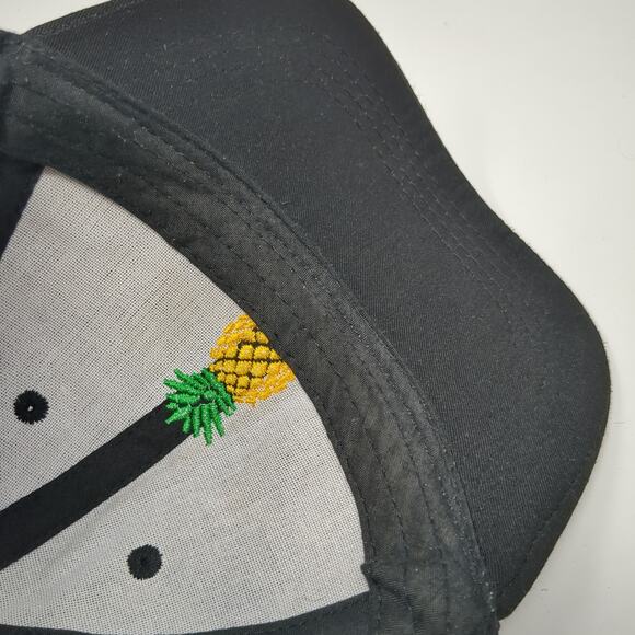 Pineapple Strapback Baseball Cap Black OS Adjustable Embroidered Cruise Club - Picture 8 of 10